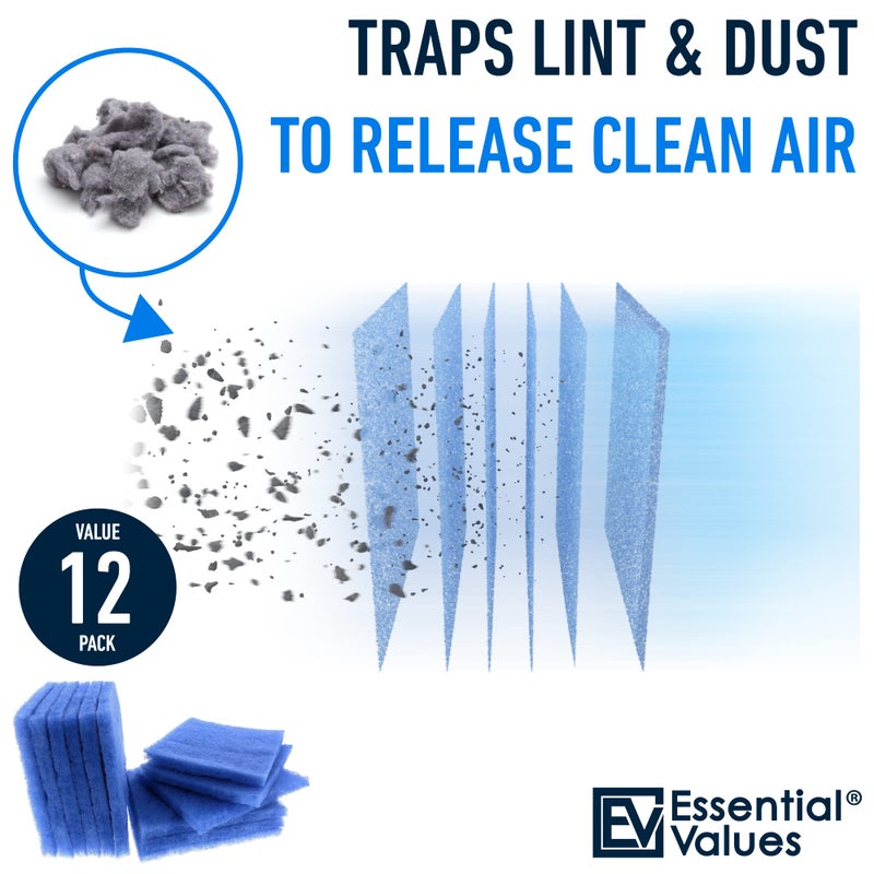 Essential Values 12 Pack Dryer Filter Replacement - Compatible with Better Vent Indoor Dryer Vent (60 Dryer Loads Total) - Image 3